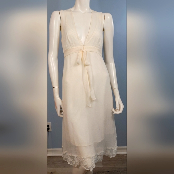 La Perla Other - La Perla modest silk chiffon metallic embroidery bridal slip gown size small